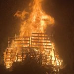 Stacked up palettes set on fire