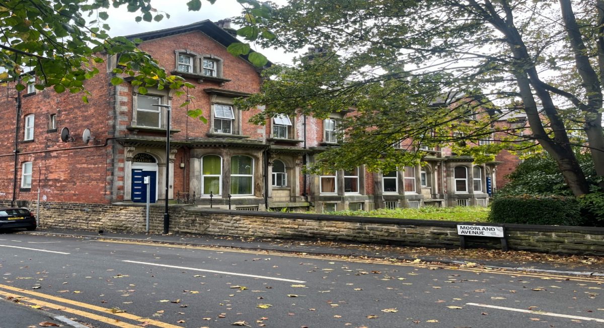 Outside a student house on Moorland Avenue