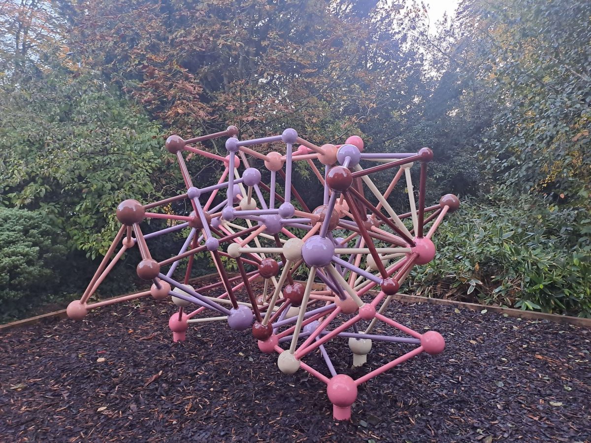 The Worlds first 4D climbing frame. A series of poles and balls connected in a crisscross pattern