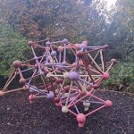 The Worlds first 4D climbing frame. A series of poles and balls connected in a crisscross pattern