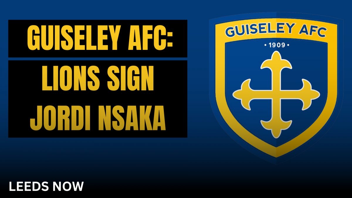 Graphic that says “Guiseley AFC: Lions Sign Jordi Nsaka”.