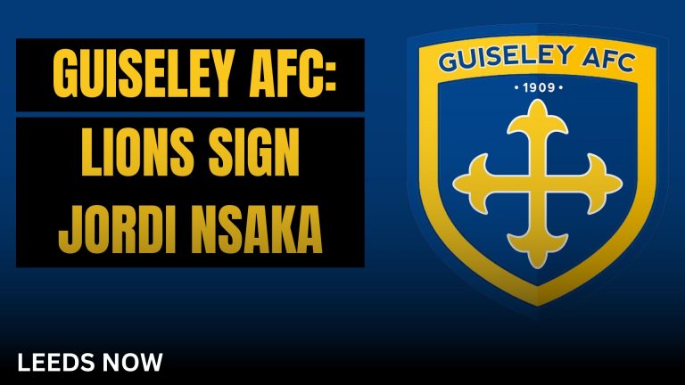 Graphic that says “Guiseley AFC: Lions Sign Jordi Nsaka”.