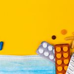 Medical equipment on an orange background