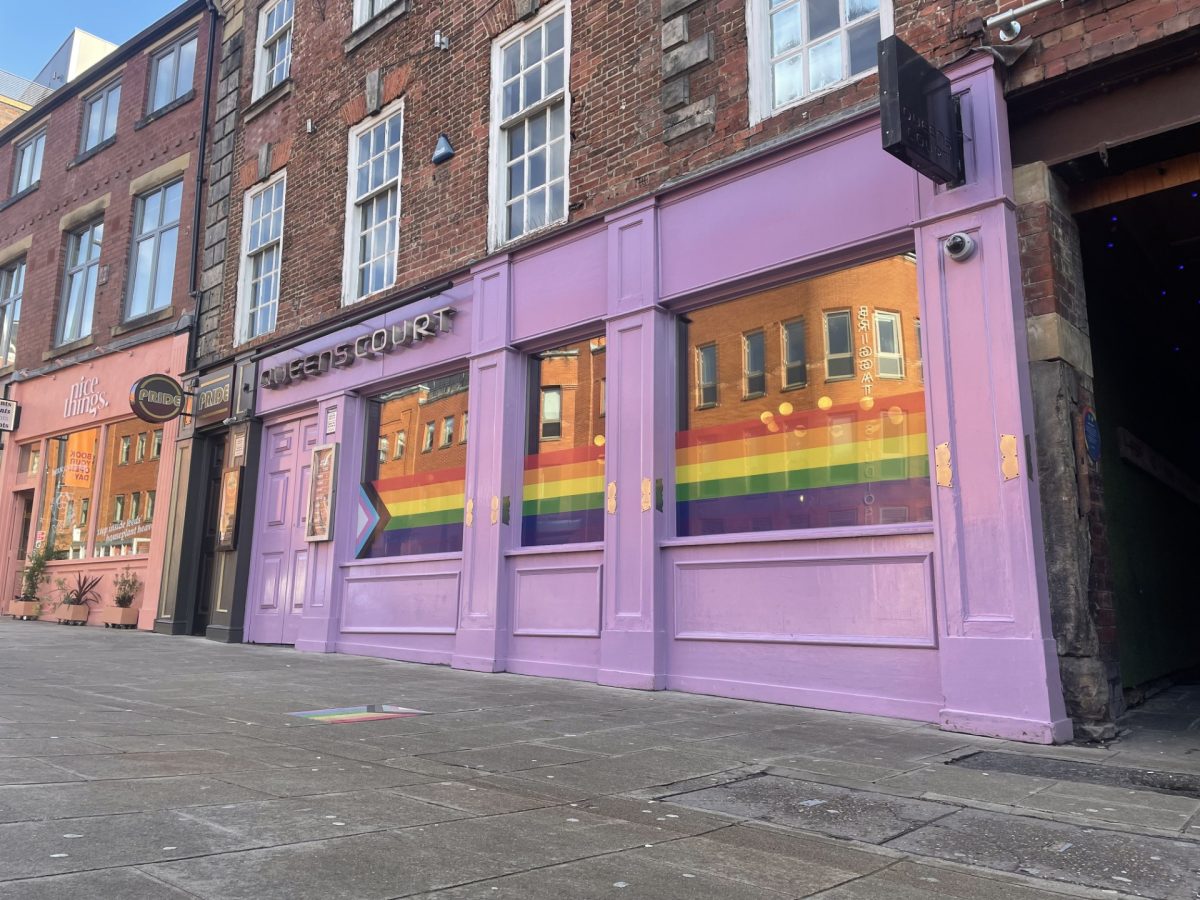 Queen's Court pride bar in Leeds from the outside