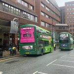Leeds bus with a junk food advert on the side