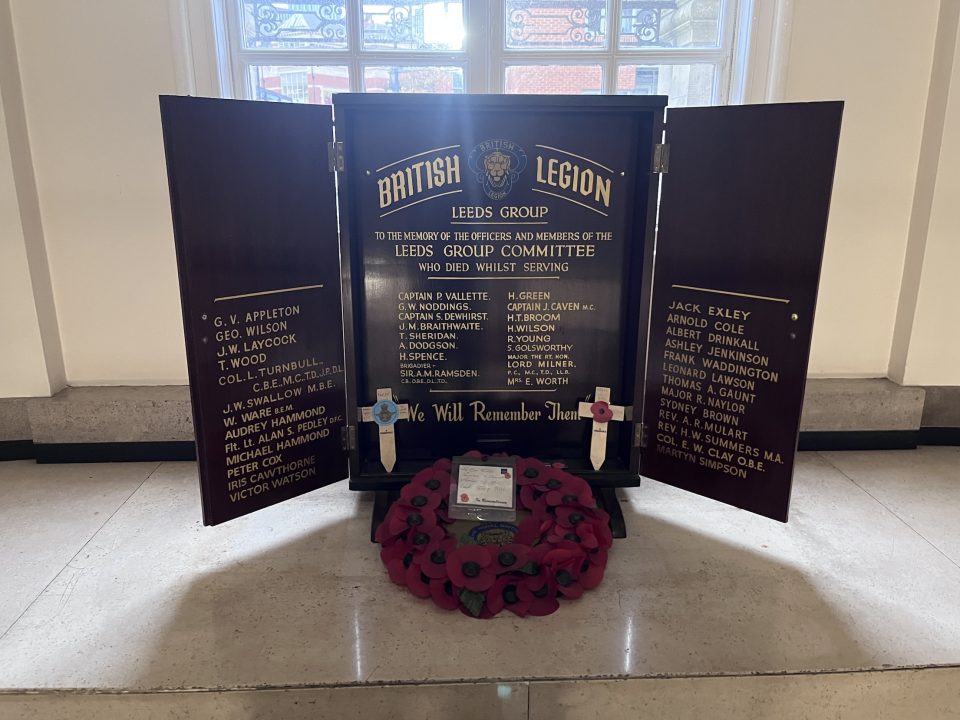 Wreath remembering Council members who lost their lives in the war.