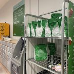 crate with food bank bags