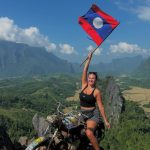 Natasha Moore, Leeds backpacker with Laos flag