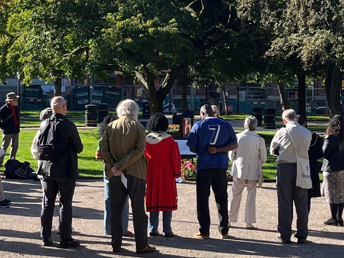Attendees at the United Nations International Day of Peace at Park Square in Leeds City Centre.