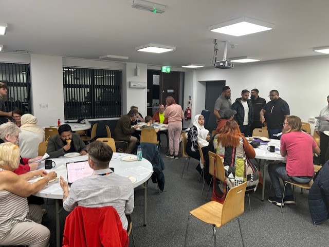 A Beeston Hill community meeting being held in the Hamara center