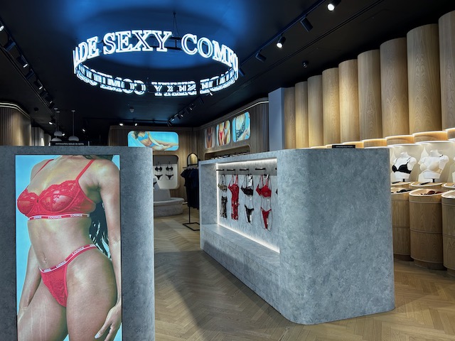 An interior view of a lounge underwear store