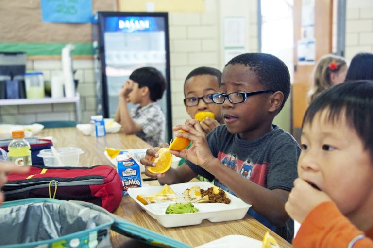 Kids eating food