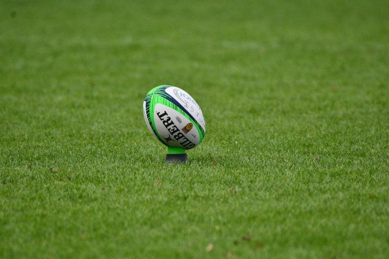a rugby ball on the grass