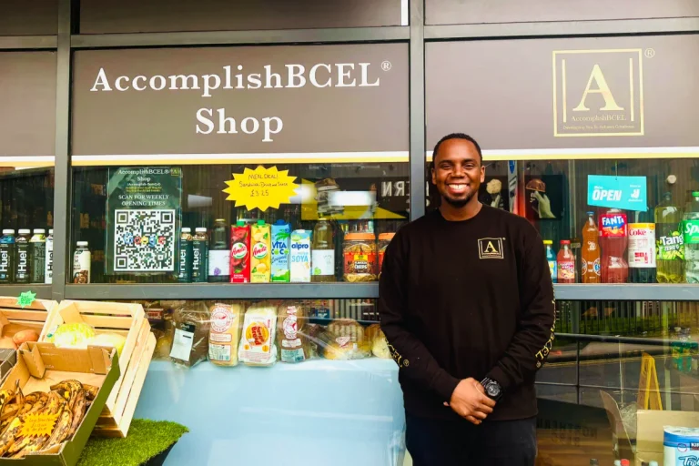 Dwayne Hutchinson stood in front of his store AccomplishBCEL
